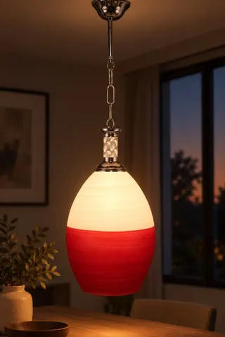 Tekli Opal Cam Avize Sarkıt Beyaz Kırmızı Salon Yatak Odası — 3. görsel