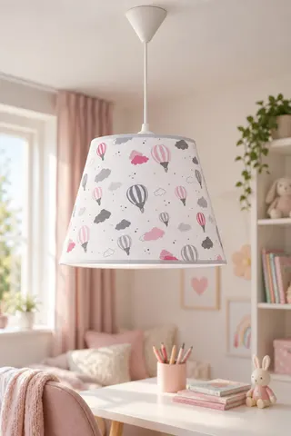 Bebek ve Çocuk Odası Konik Kumaş Sarkıt Avize Beyaz Balon
