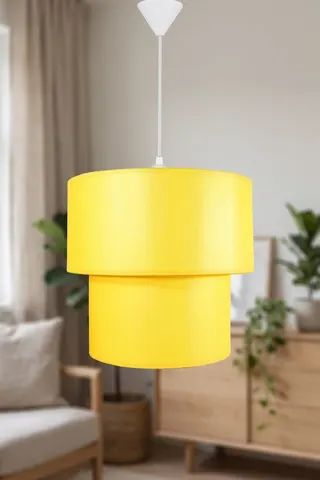 Modern İkili Silindir Kumaş Sarkıt Avize 25 cm Sarı
