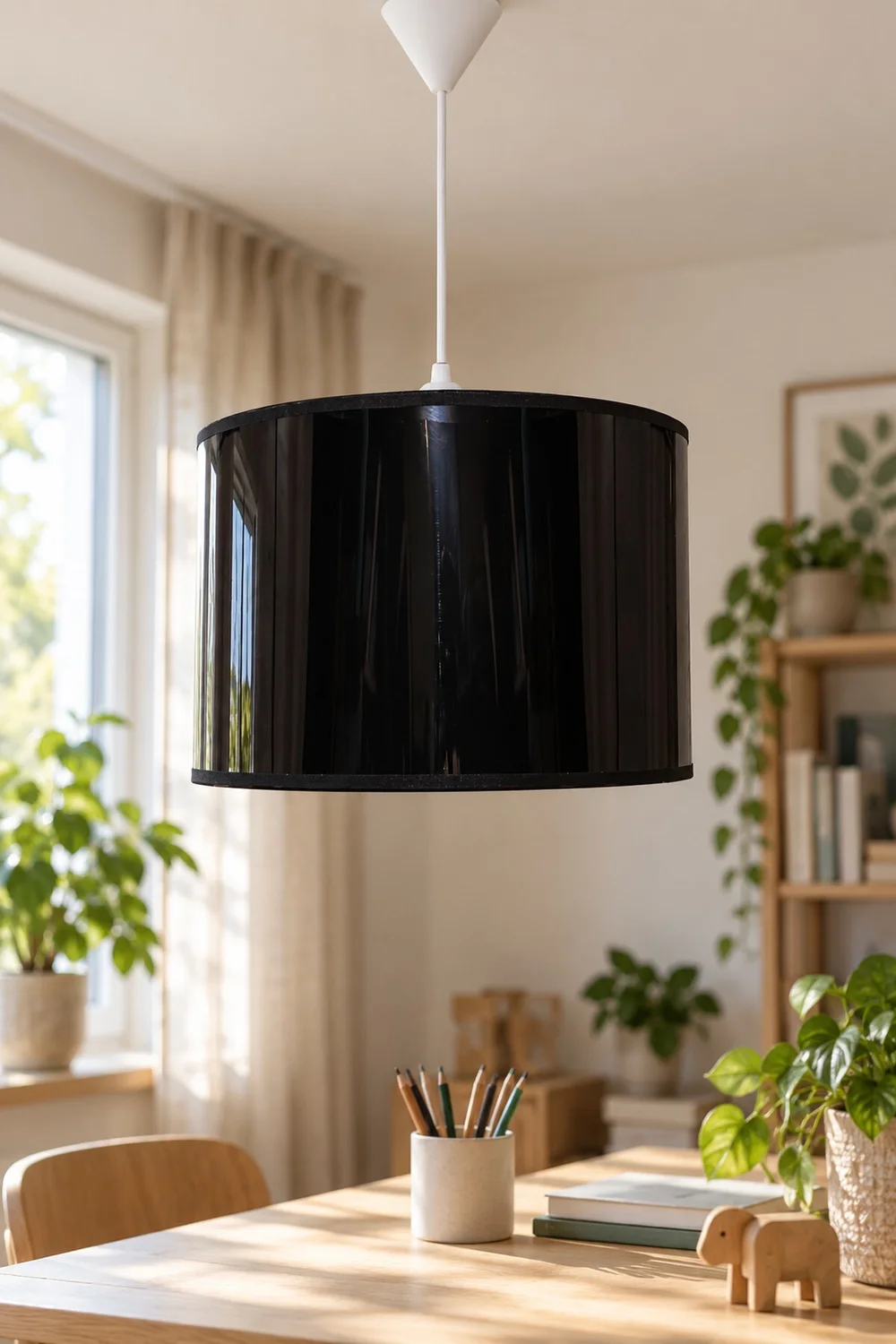 Modern Silindir PVC Sarkıt Avize Siyah Tavan Lambası Salon Yatak Odası