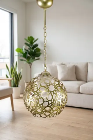 FERFORJE TEKLİ AVİZE KAFES SARKIT-GOLD ALTIN