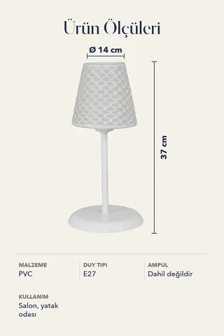 Modern Metal Ayak Konik Pvc Kumaş Küçük Abajur-beyaz File — 5. görsel