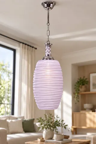 Tekli Opal Kabartma Cam Avize Sarkıt Beyaz Salon Yatak Odası