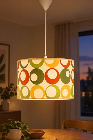 Modern Silindir Kumaş Sarkıt Avize Krem Daire Tavan Lambası — 3. görsel