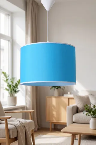Modern İkili Silindir Kumaş Sarkıt Avize Gök Mavisi Tavan Lambası