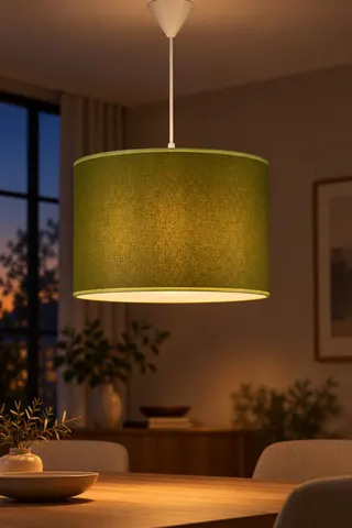 Modern Silindir Kumaş Sarkıt Avize Koyu Yeşil Tavan Lambası — 3. görsel
