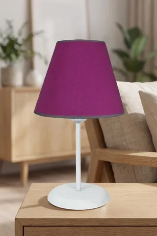 Metal Ayaklı Konik Kumaş Abajur Masa Lambası 23,5 cm Bordo
