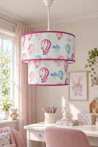 Bebek ve Çocuk Odası İkili Silindir Kumaş Sarkıt Avize Pembe Balon — 2. görsel