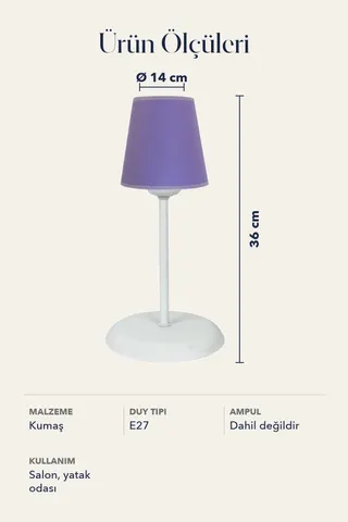 Modern Metal Ayak Konik Kumaş Küçük Abajur-violet — 5. görsel