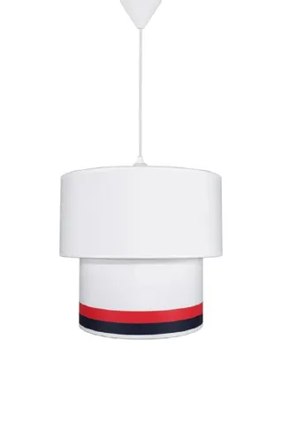 Modern İkili Silindir Kumaş Sarkıt Avize 25 cm Beyaz Kırmızı Şeritli — 4. görsel