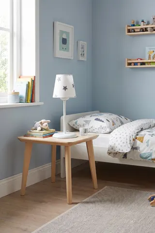 Bebek ve Çocuk Odası Kumaş Abajur Masa Lambası Beyaz Yıldız — 2. görsel