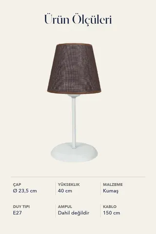 Modern Konik Kumaş Abajur Masa Lambası 23,5 cm Kahverengi — 5. görsel