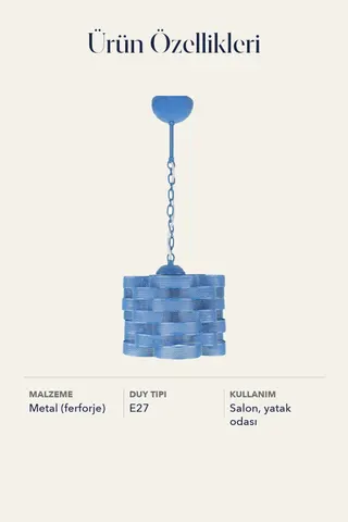 Tekli Ferforje Petek Sarkıt Avize Koyu Mavi Salon Yatak Odası — 5. görsel