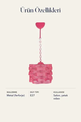Tekli Ferforje Petek Sarkıt Avize Koyu Pembe Salon Yatak Odası — 5. görsel