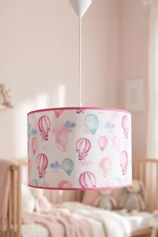 Bebek ve Çocuk Odası Silindir Kumaş Sarkıt Avize 29,5 cm Pembe Balon