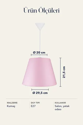 Modern Konik Kumaş Sarkıt Avize Pembe Tavan Lambası Salon Yatak Odası — 5. görsel