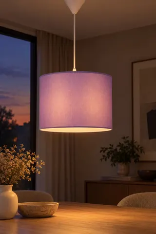 Modern Silindir Kumaş Sarkıt Avize Lila Tavan Lambası Salon Yatak Odası — 3. görsel
