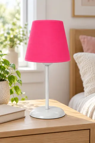 Metal Ayak Modern Konik Kumaş Abajur-koyu Pembe