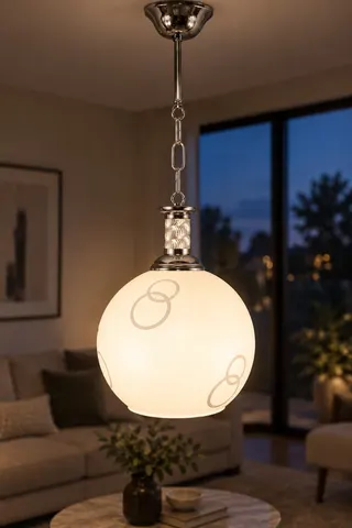 Tekli Opal Cam Avize Sarkıt Beyaz Salon Yatak Odası — 3. görsel