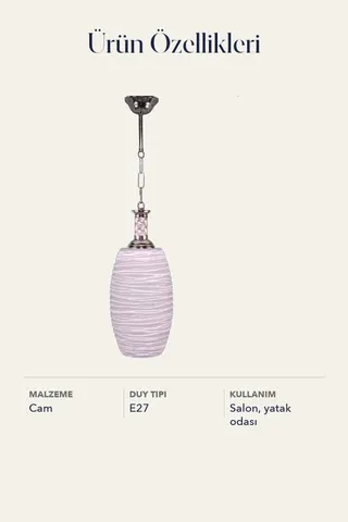 Tekli Opal Kabartma Cam Avize Sarkıt Beyaz Salon Yatak Odası — 4. görsel
