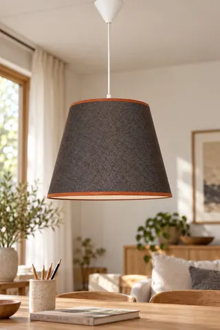 Modern Konik Kumaş Sarkıt Avize Hasır Kahverengi Tavan Lambası — 2. görsel