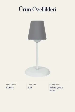 Modern Konik Kumaş Abajur Masa Lambası Gri Yatak Odası — 4. görsel