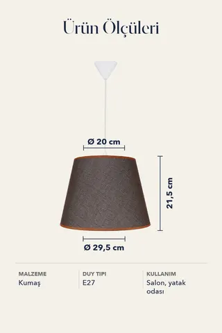 Modern Konik Kumaş Sarkıt Avize Hasır Kahverengi Tavan Lambası — 5. görsel