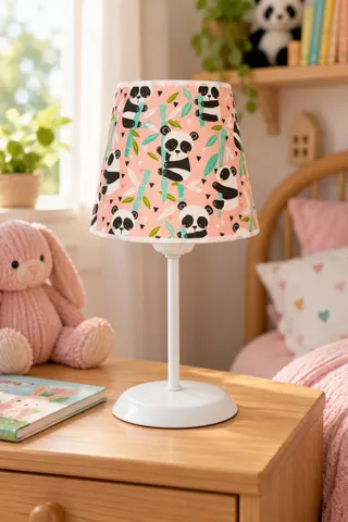 Çocuk Odası Kumaş Abajur Masa Lambası 13,5 cm Pembe Panda