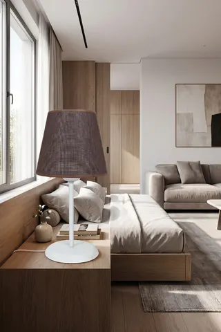 Modern Konik Kumaş Abajur Masa Lambası 23,5 cm Kahverengi — 2. görsel