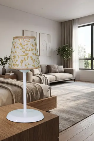 Modern PVC Abajur Masa Lambası Altın Simli Prizma Yatak Odası — 2. görsel